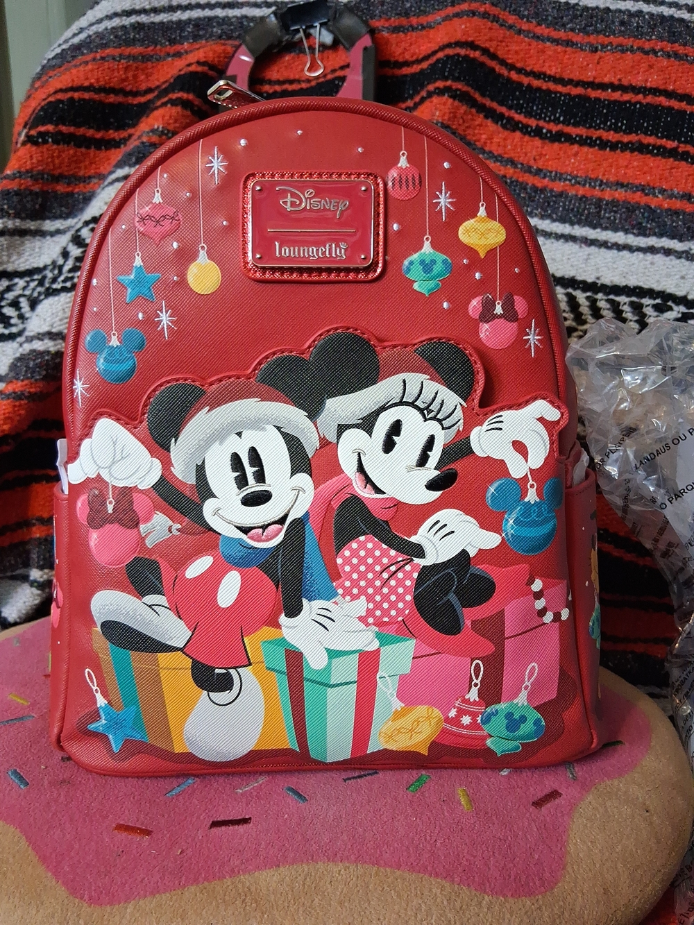 Loungefly Exclusive Mickey & Minnie Holiday Ornament Mini Backpack NWT Disney